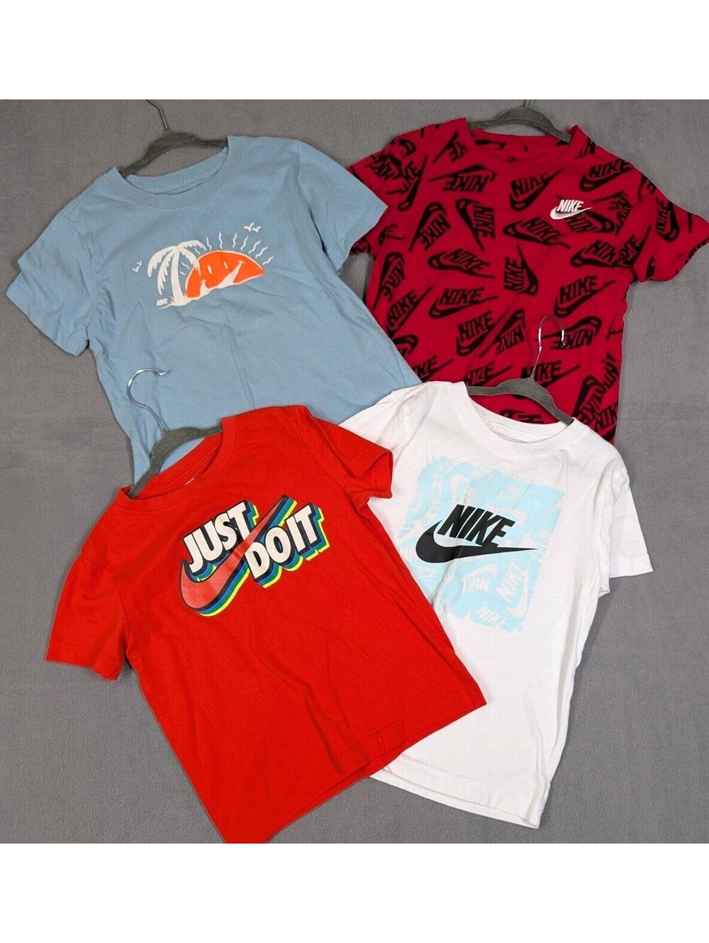 Nike Boys Size 6 Multicolor Graphic T Shirts Lot Of 4 Swoosh Just Do It Kids Tee